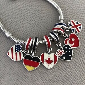 Pandora Heart Flag charms 6 pcs